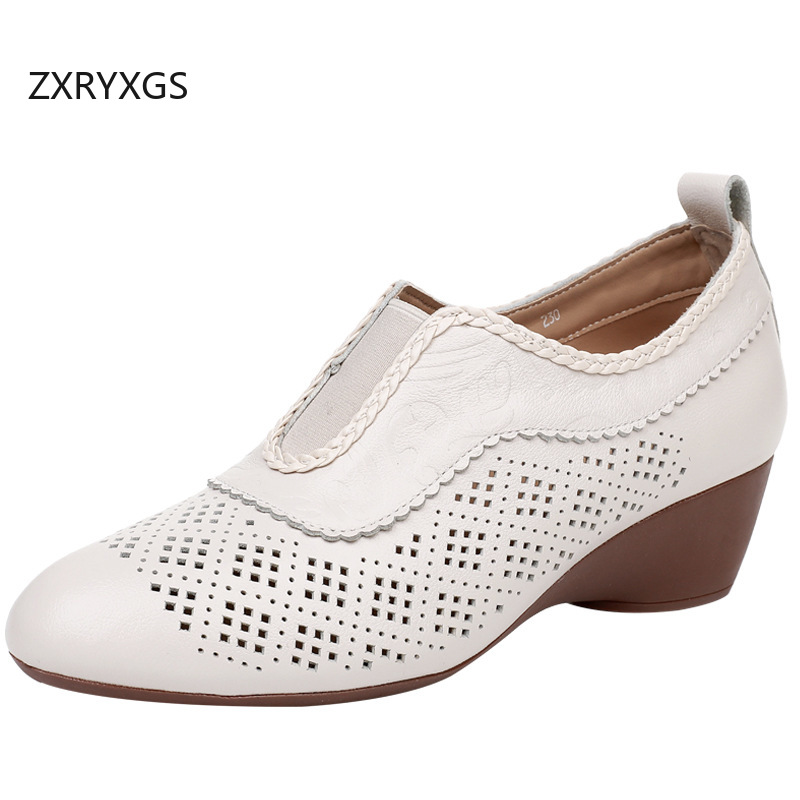 ZXRYXGS Top Layer Cowhide Holl - Women Shoes Size 4 In Cm review and price