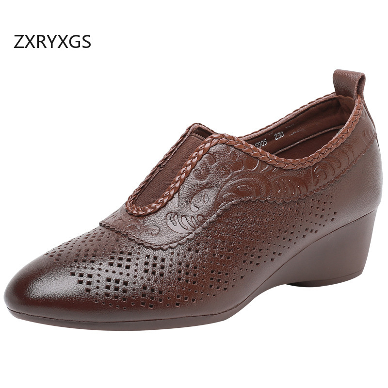 ZXRYXGS Top Layer Cowhide Holl - Women Shoes Size 4 In Cm review and price