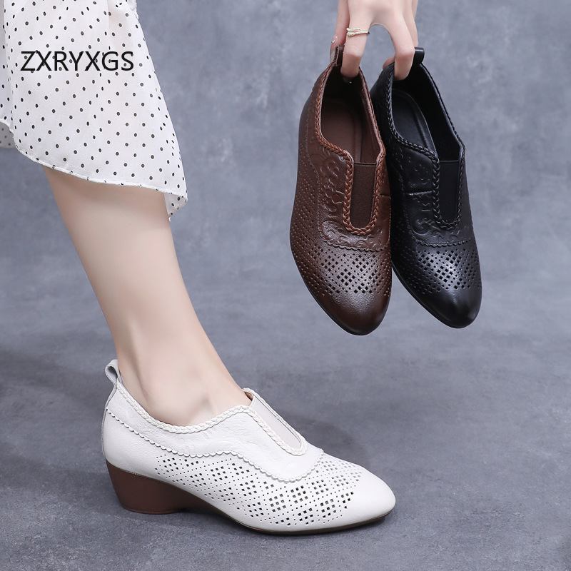 ZXRYXGS Top Layer Cowhide Holl - Women Shoes Size 4 In Cm review and price