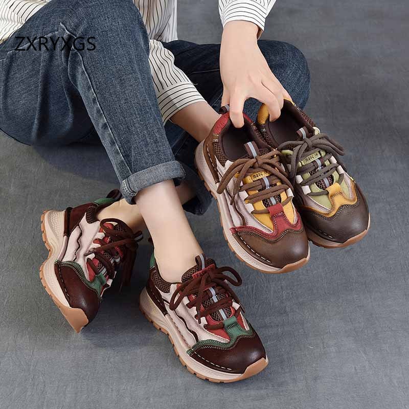 ZXRYXGS Top Cowhide Spell Colo - Women Shoes Size 4 In Cm review and price