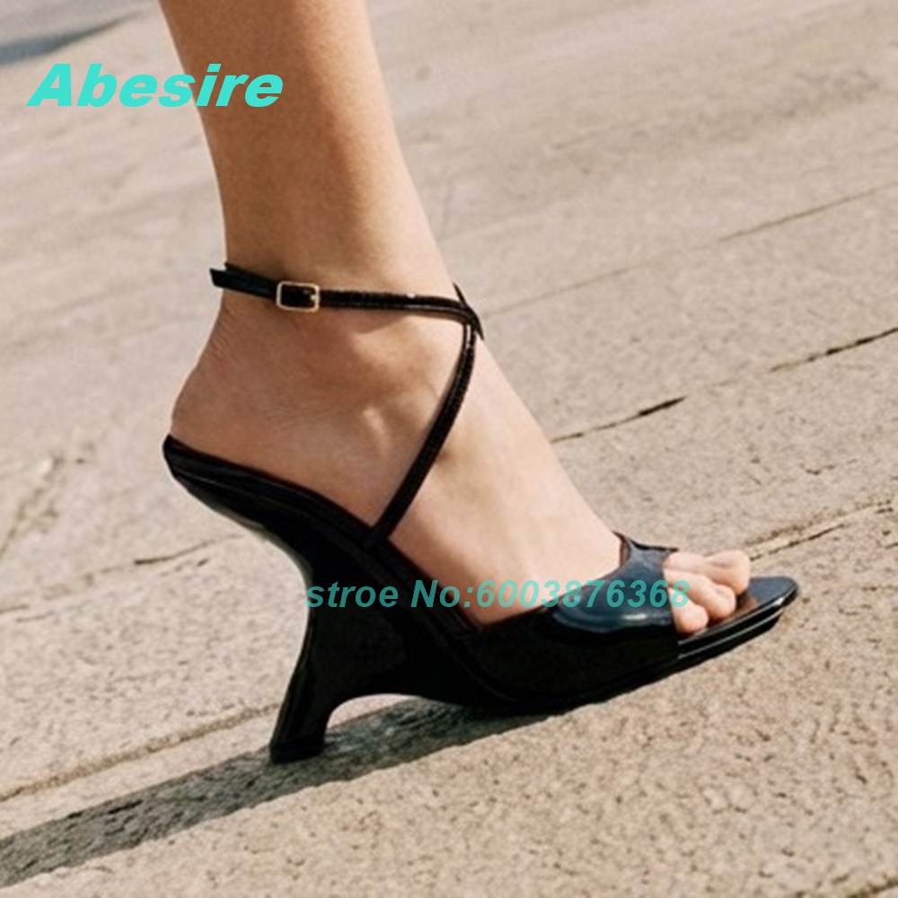 Black Patent-Leather Peep Toe  - Women'S Shoes Y2K review and price