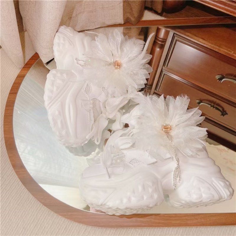 White floral lace rhinestone t - Women'S Shoes Hands Free review and price
