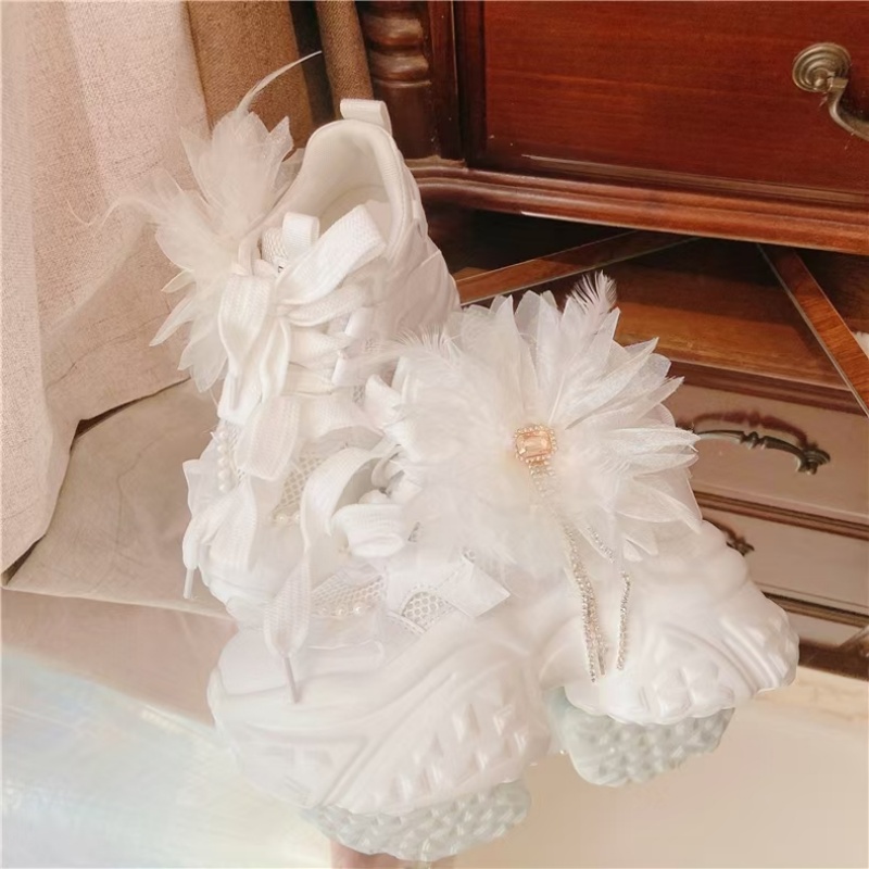 White floral lace rhinestone t - Women'S Shoes Hands Free review and price