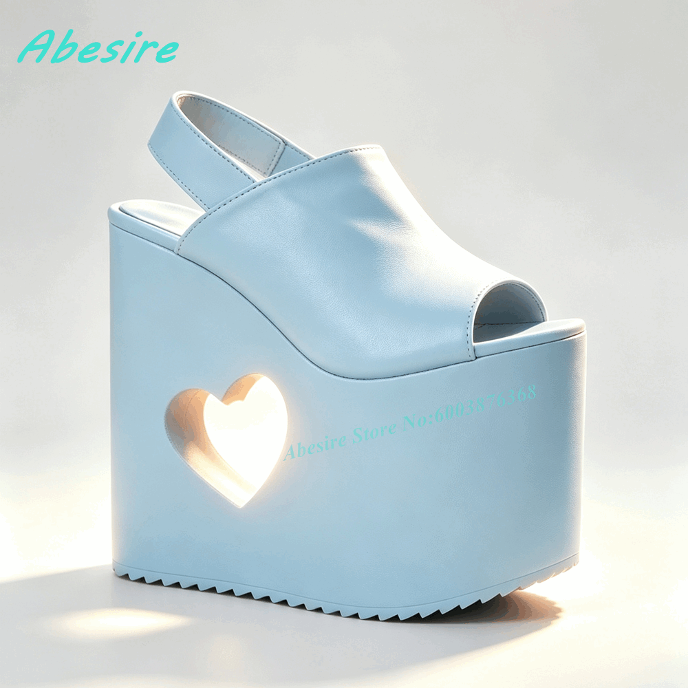 Pink Heart Cutout Wedge Platfo - Women'S Shoes Y2K review and price