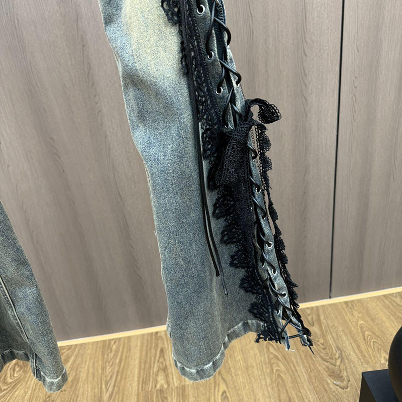 Lace Up Flare Jeans Retro Stit - Women Shoes Jeans review and price