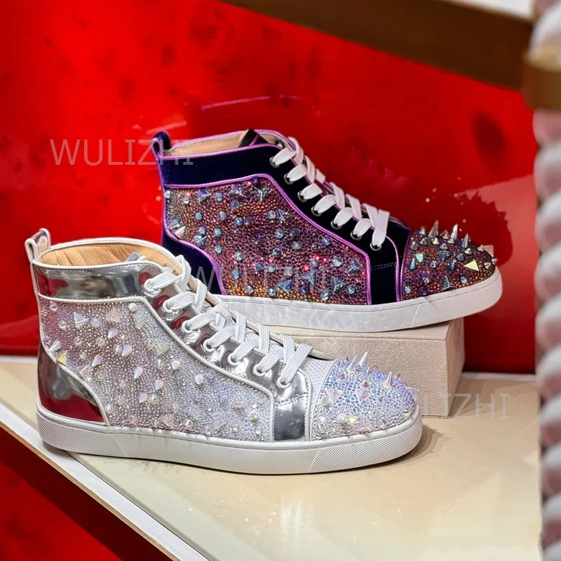 Dark Purple Crystal Rivet Men  - Women Shoes Tennis review and price