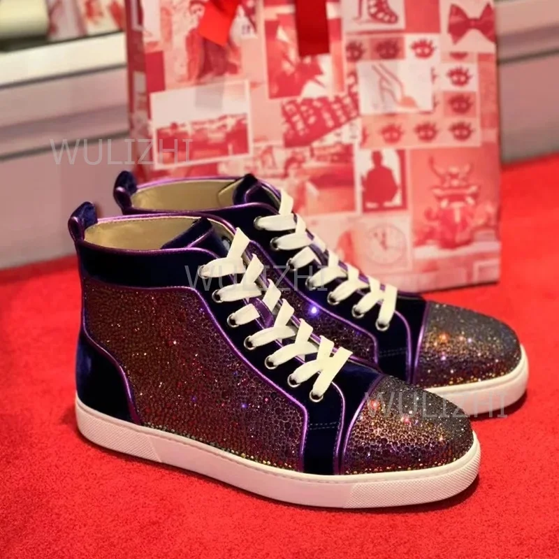 Dark Purple Crystal Rivet Men  - Women Shoes Tennis review and price
