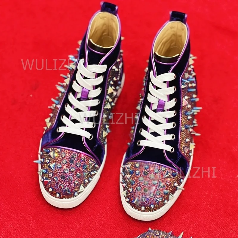 Dark Purple Crystal Rivet Men  - Women Shoes Tennis review and price