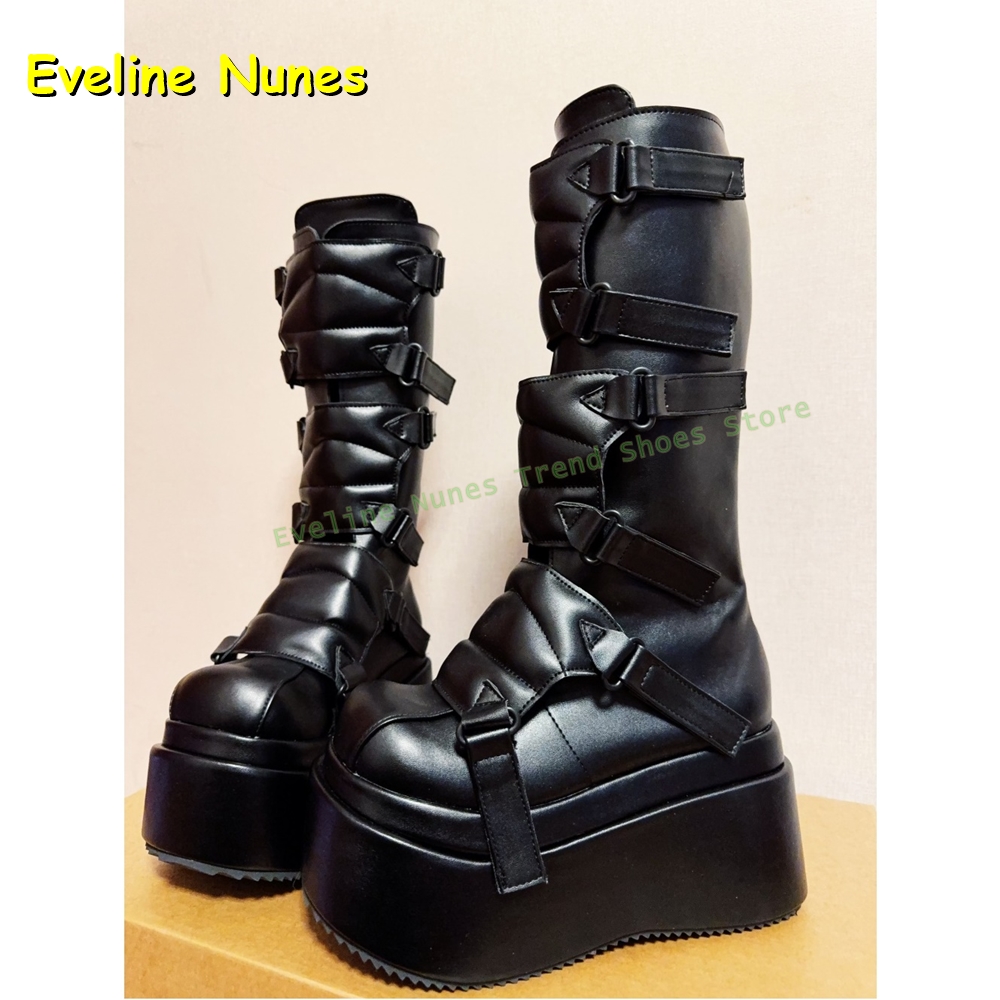Black Buckle Cyberpunk Y2K Kne - Women'S Shoes Y2K review and price